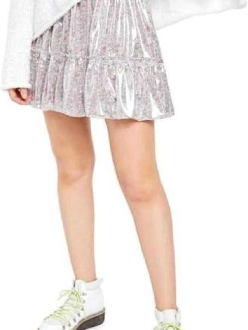 Free People Iridescent Lavender Silver Ruffle Mini Skirt